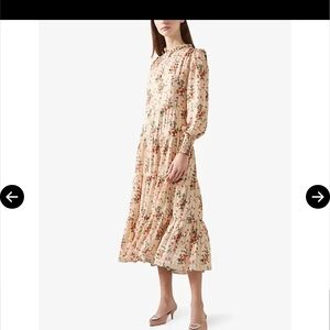 LK Bennett Cream Floral Long Sleeve Dress